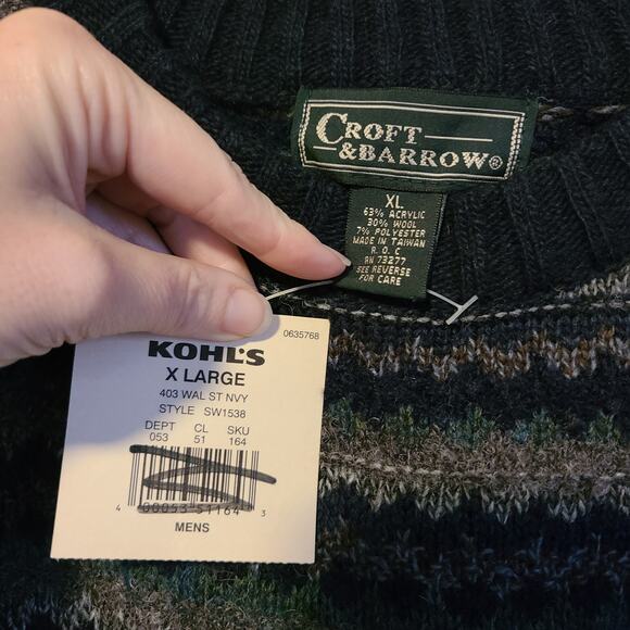 Deadstock VTG 90s Knit Sweater Mens XL Grandpacore Dad Cosby Wool Blend Biggie - Picture 6 of 9